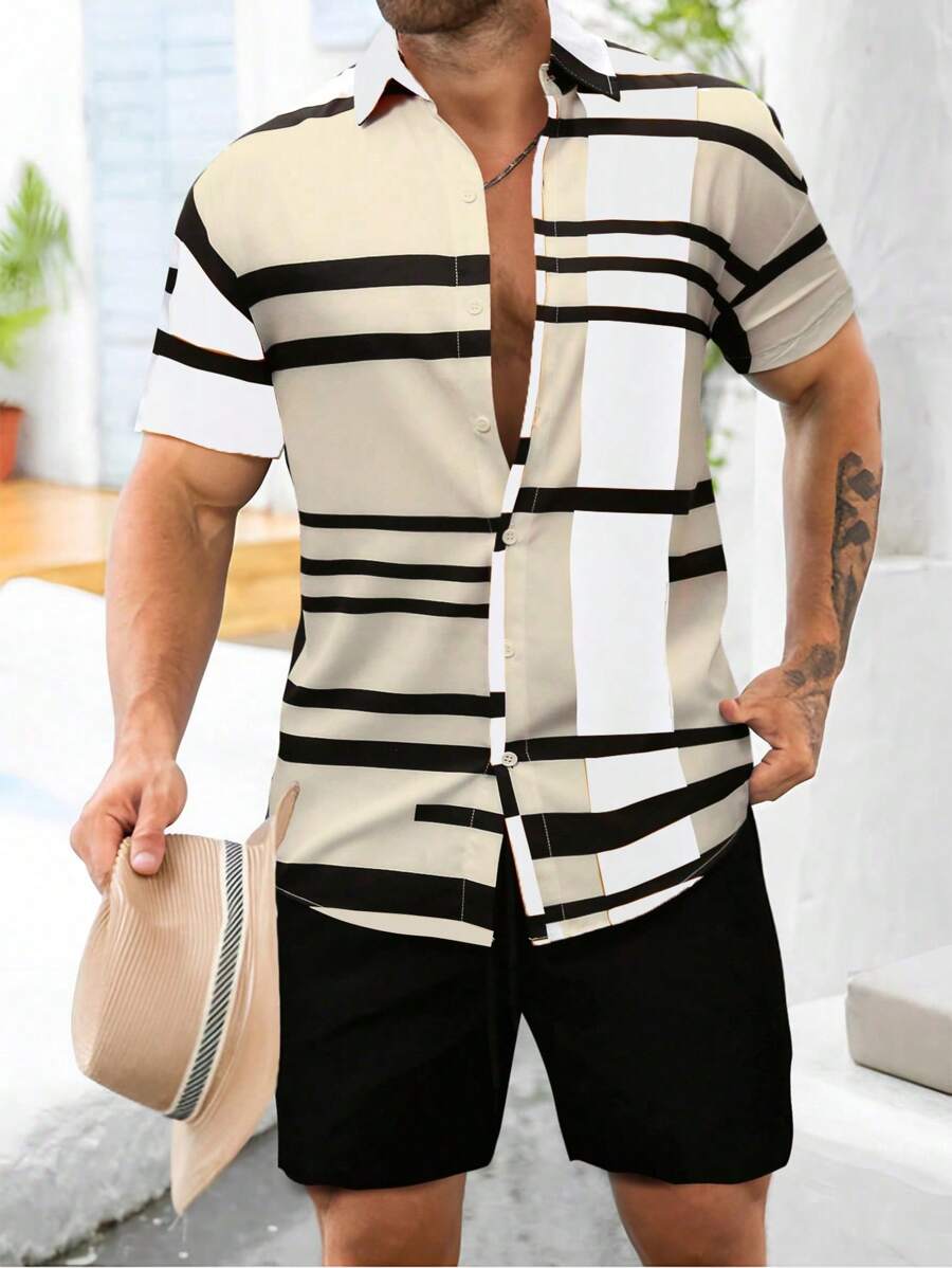 Deux ensemble pièces à carreaux de style moderne pour homme - Tenue de villégiature