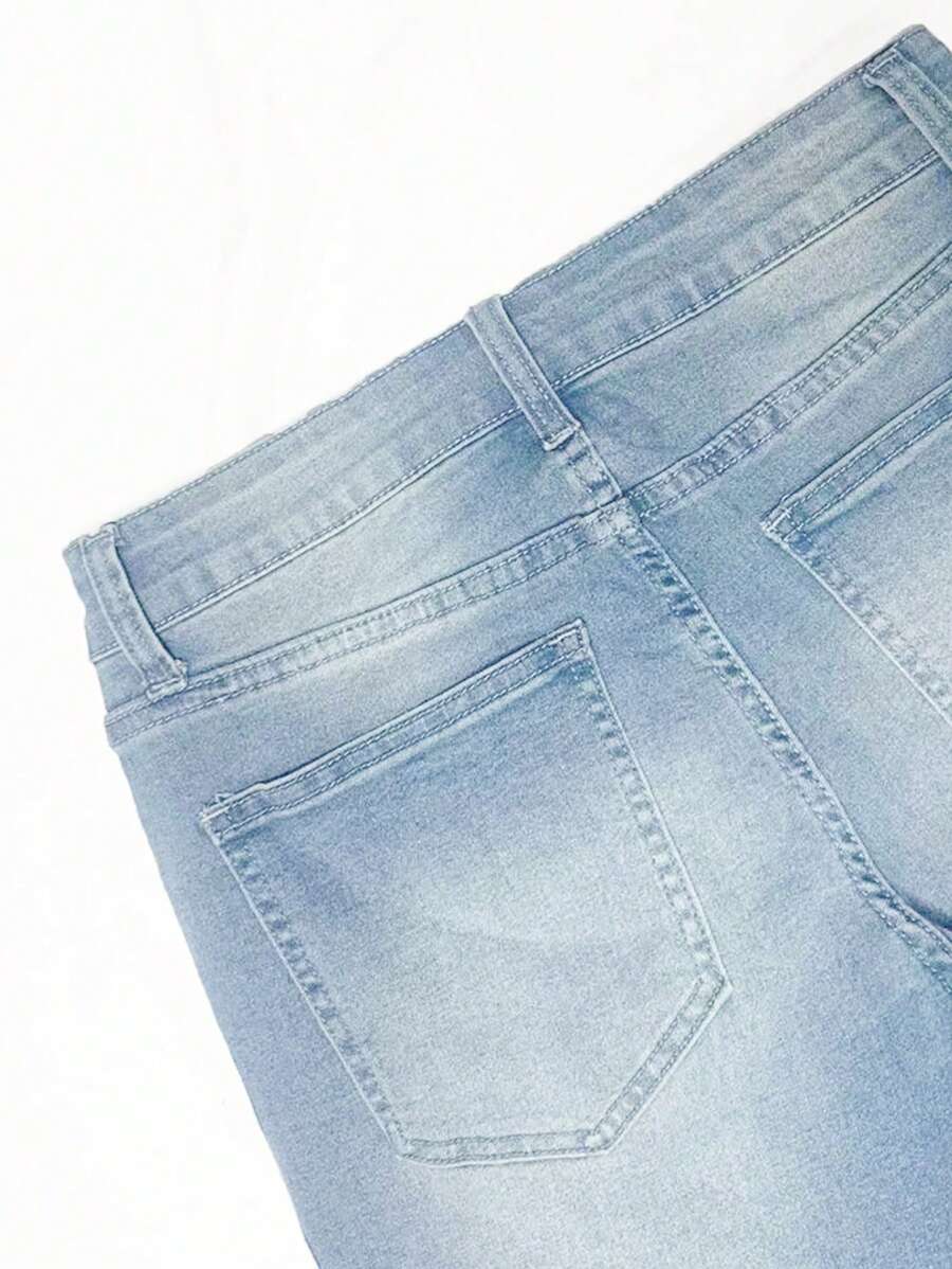 Jorts déchirés à ourlet brut, style streetwear décontracté tendance pour hommes