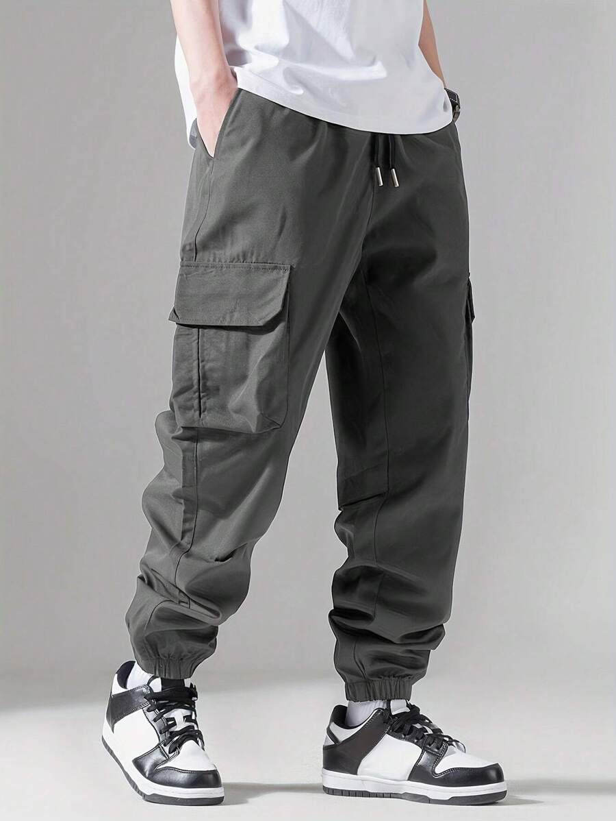Pantalon cargo streetwear décontracté avec cordon de serrage pour homme