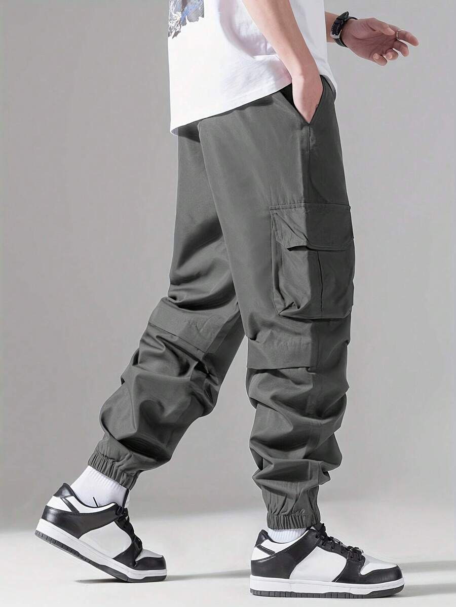 Pantalon cargo streetwear décontracté avec cordon de serrage pour homme