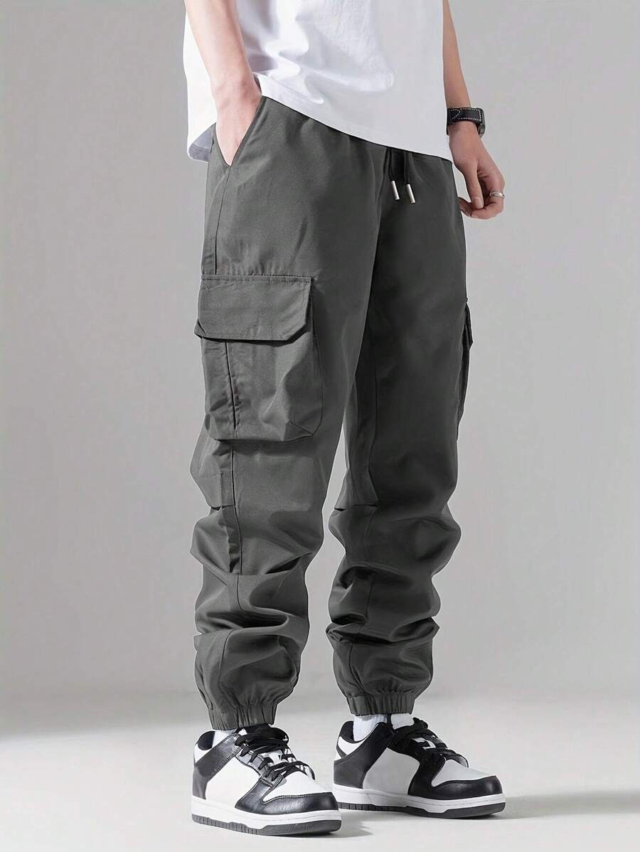 Pantalon cargo streetwear décontracté avec cordon de serrage pour homme