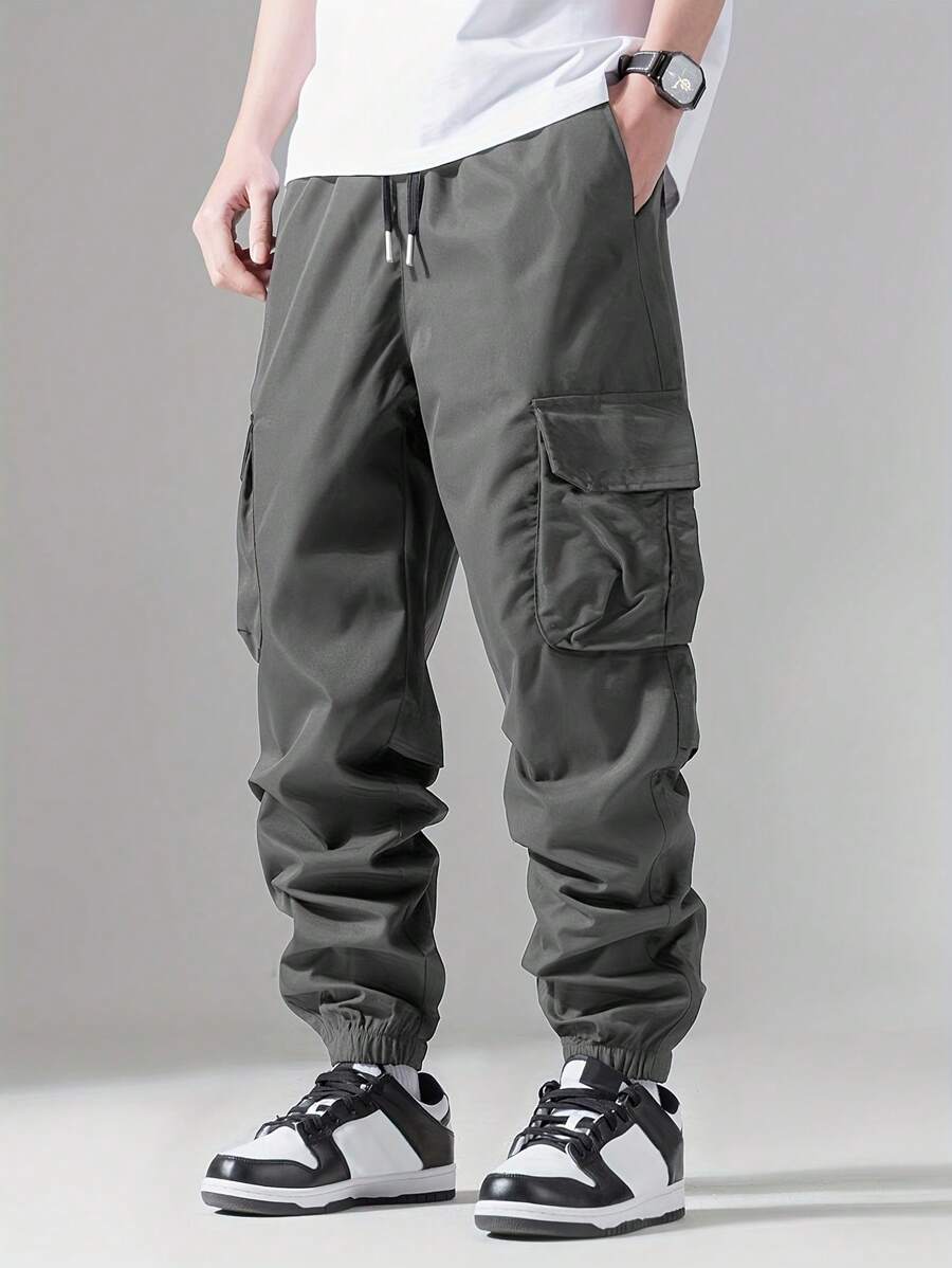 Pantalon cargo streetwear décontracté avec cordon de serrage pour homme