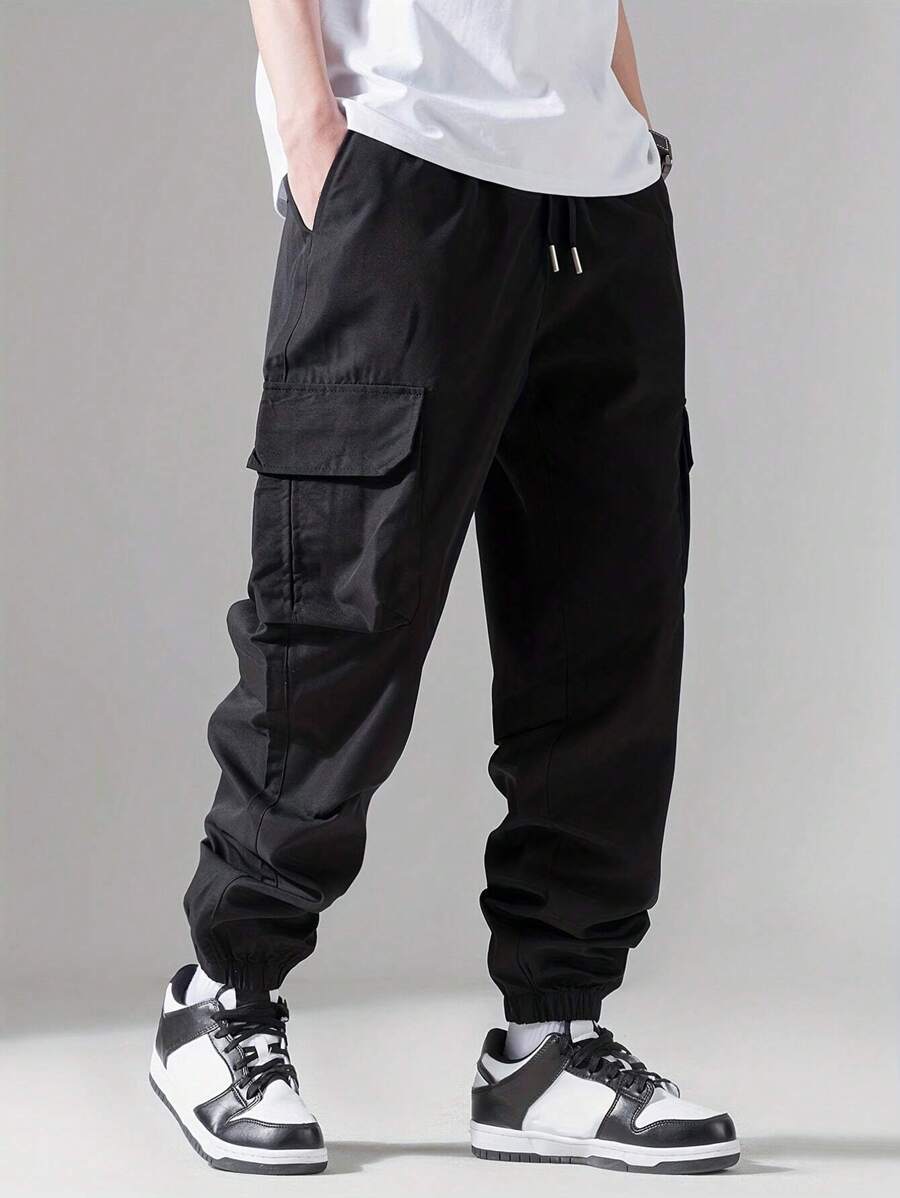 Pantalon cargo streetwear décontracté avec cordon de serrage pour homme