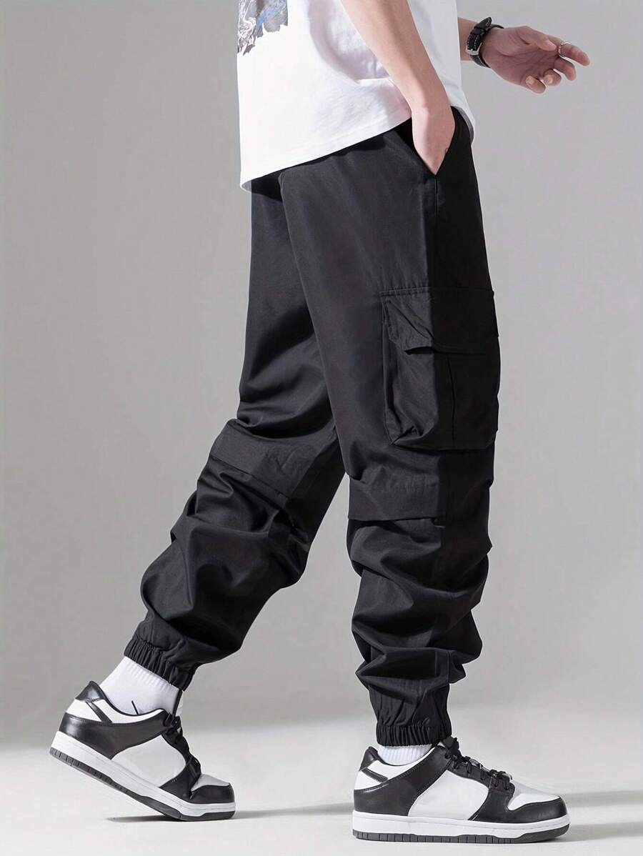 Pantalon cargo streetwear décontracté avec cordon de serrage pour homme