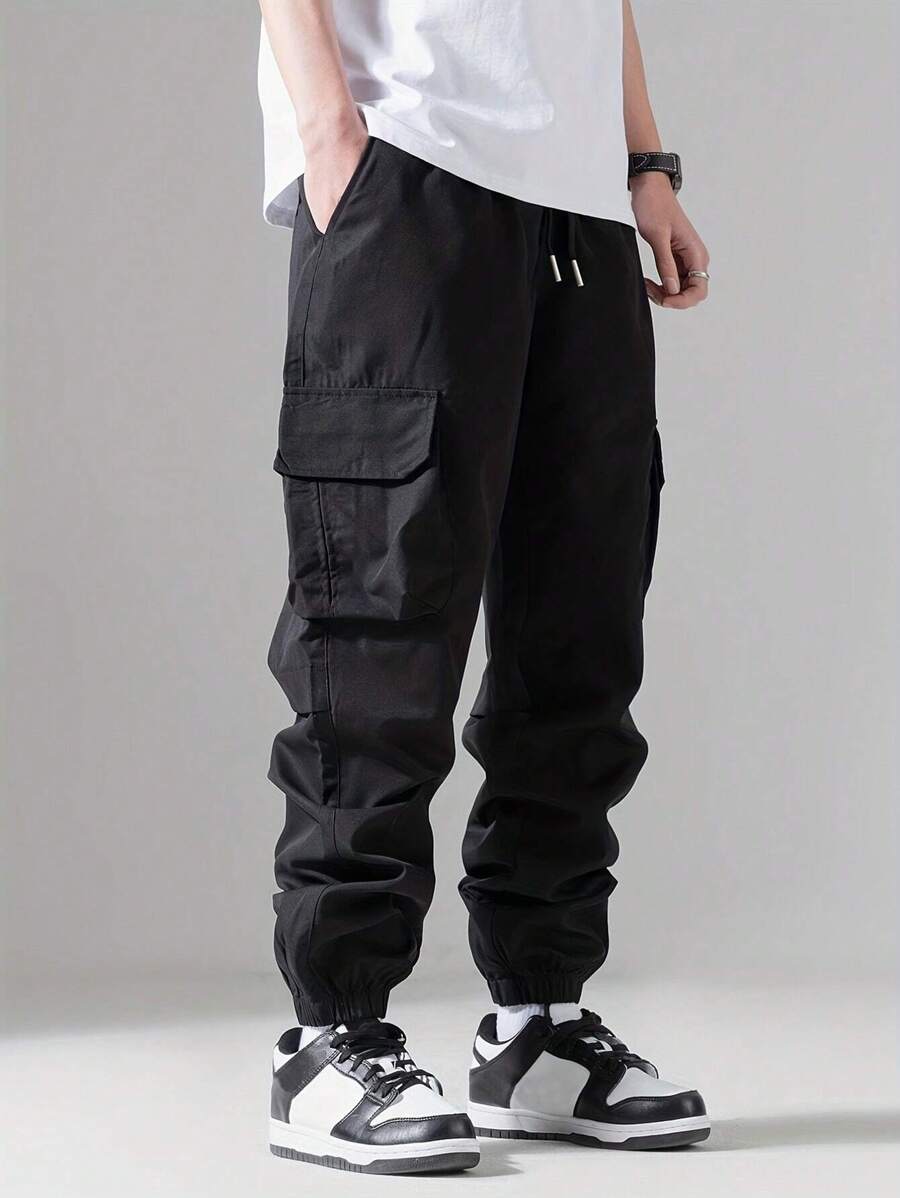 Pantalon cargo streetwear décontracté avec cordon de serrage pour homme