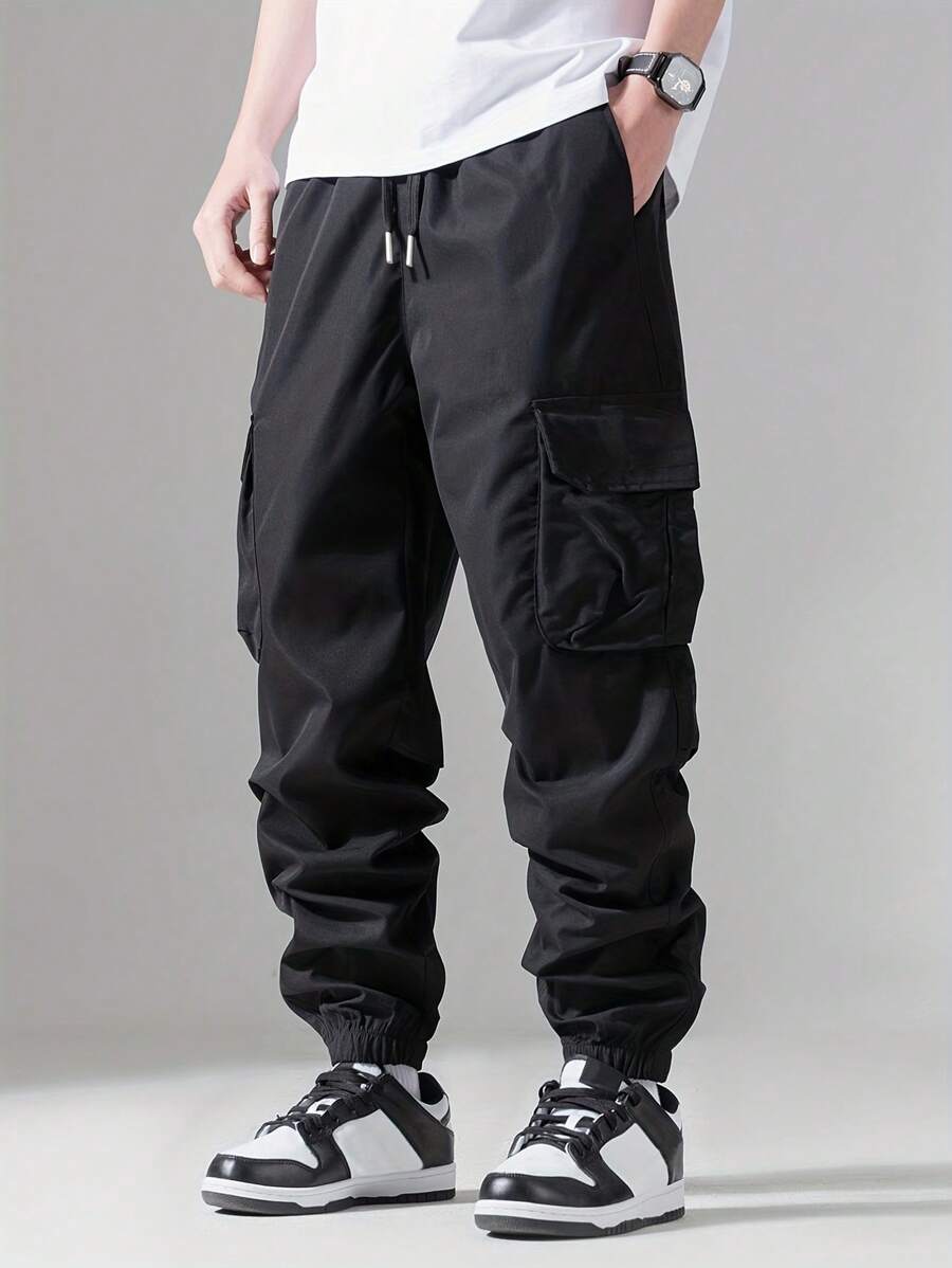 Pantalon cargo streetwear décontracté avec cordon de serrage pour homme