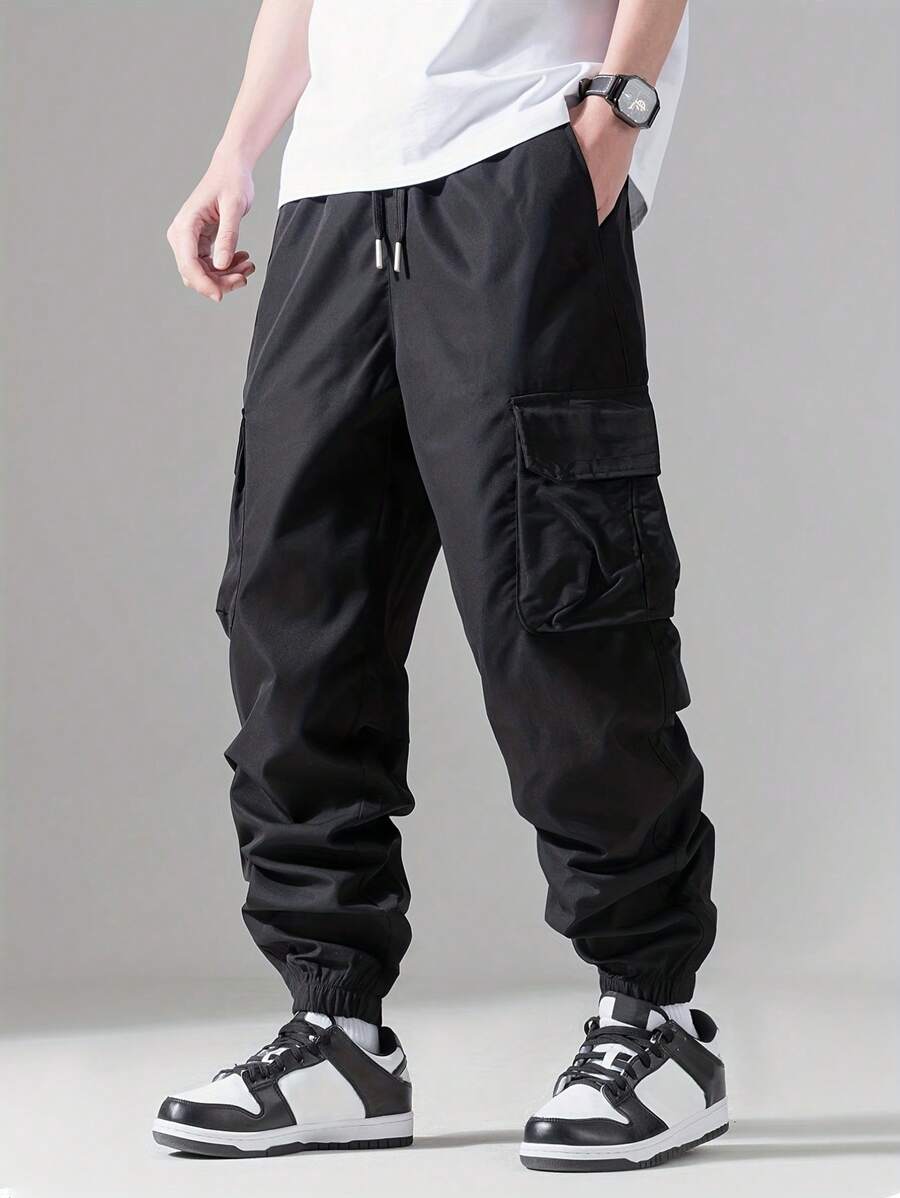 Pantalon cargo streetwear décontracté avec cordon de serrage pour homme