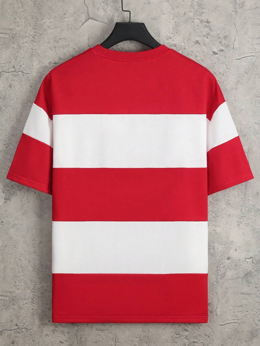 Chemise à col rond manches courtes rayée style casual tendance