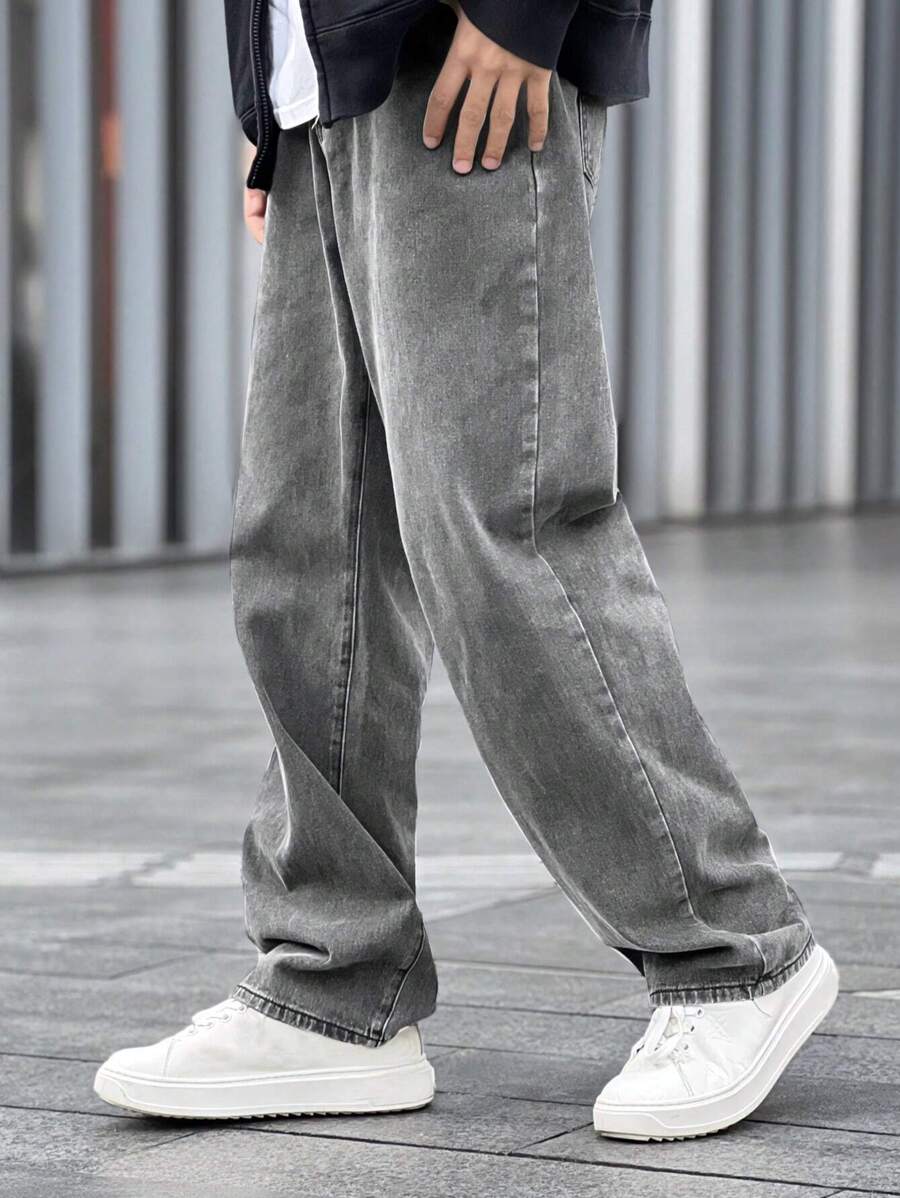 Pantalon ample droit pour homme – Denim décontracté à jambe large