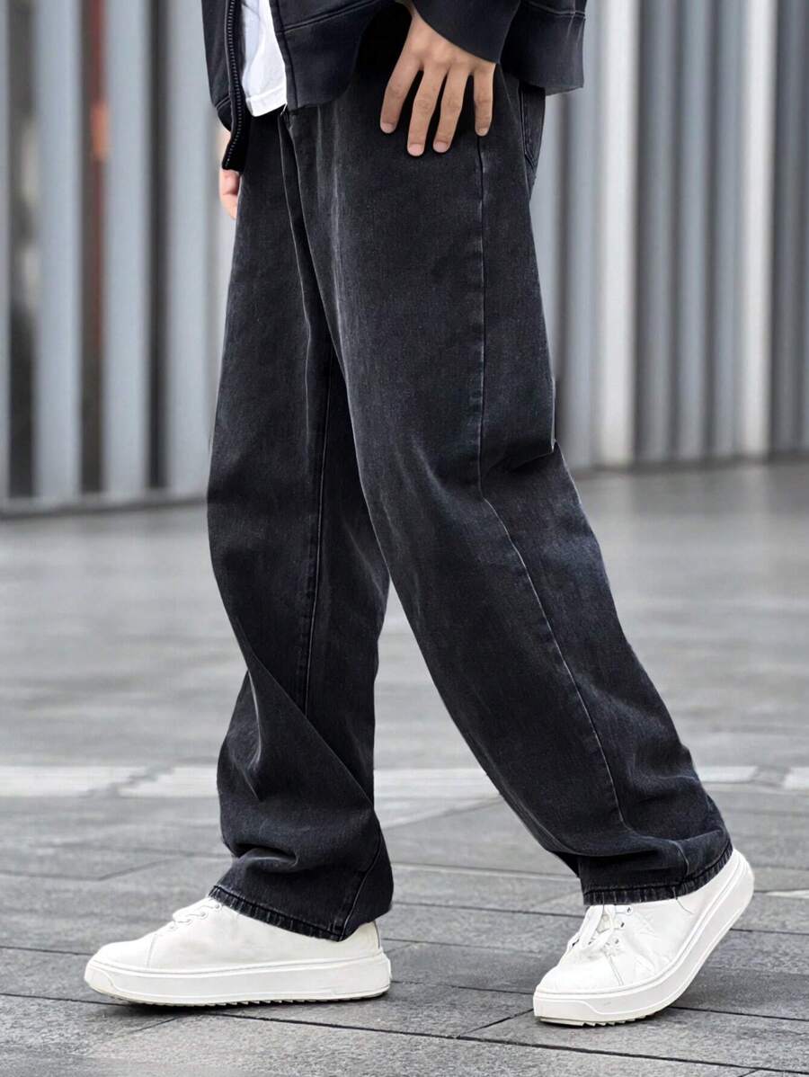 Pantalon ample droit pour homme – Denim décontracté à jambe large