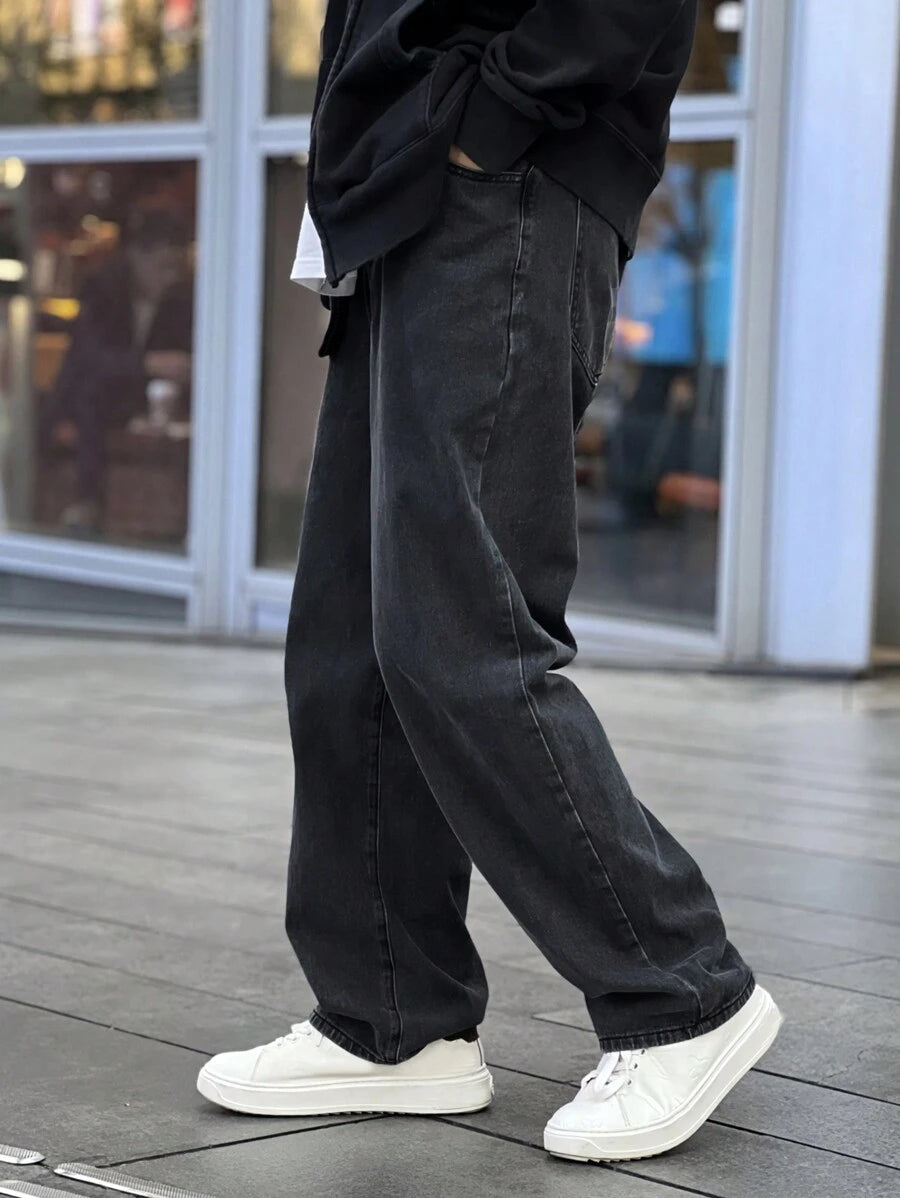 Pantalon ample droit pour homme – Denim décontracté à jambe large