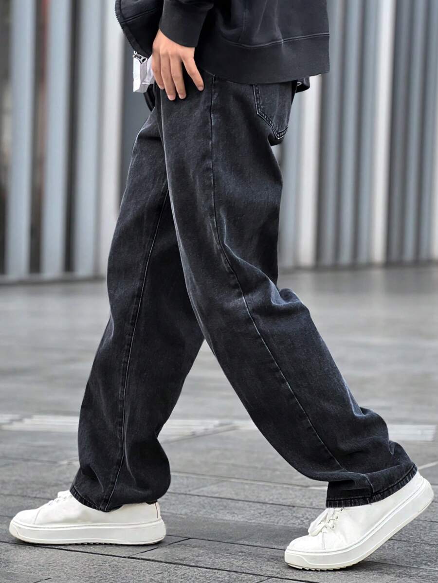Pantalon ample droit pour homme – Denim décontracté à jambe large