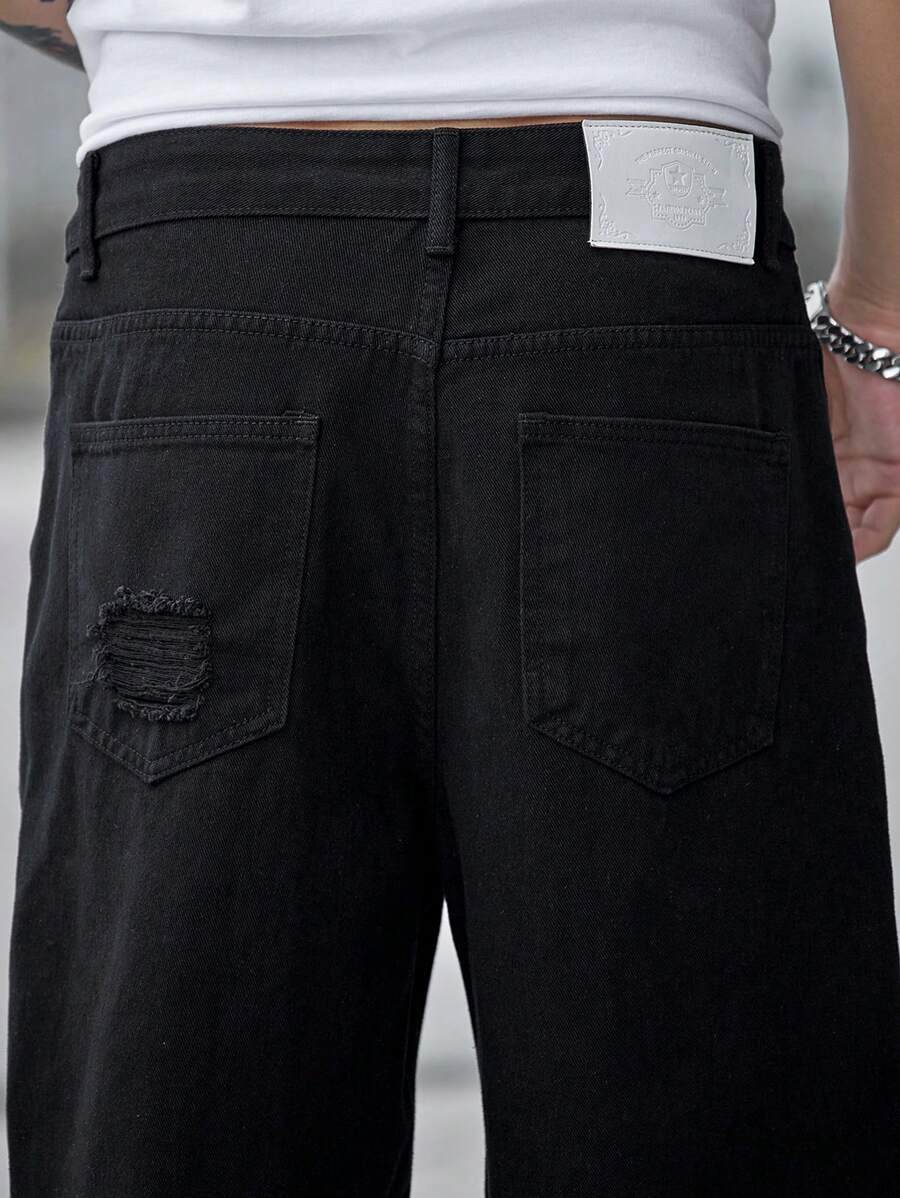 Jorts déchiré décontracté d'été de couleur unie pour hommes