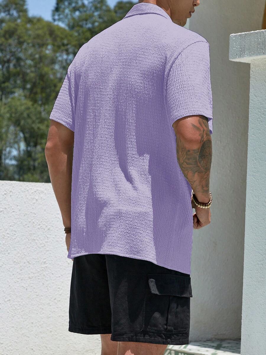 Chemise jacquard en tricot Resort pour homme - Coupe ample et plissée