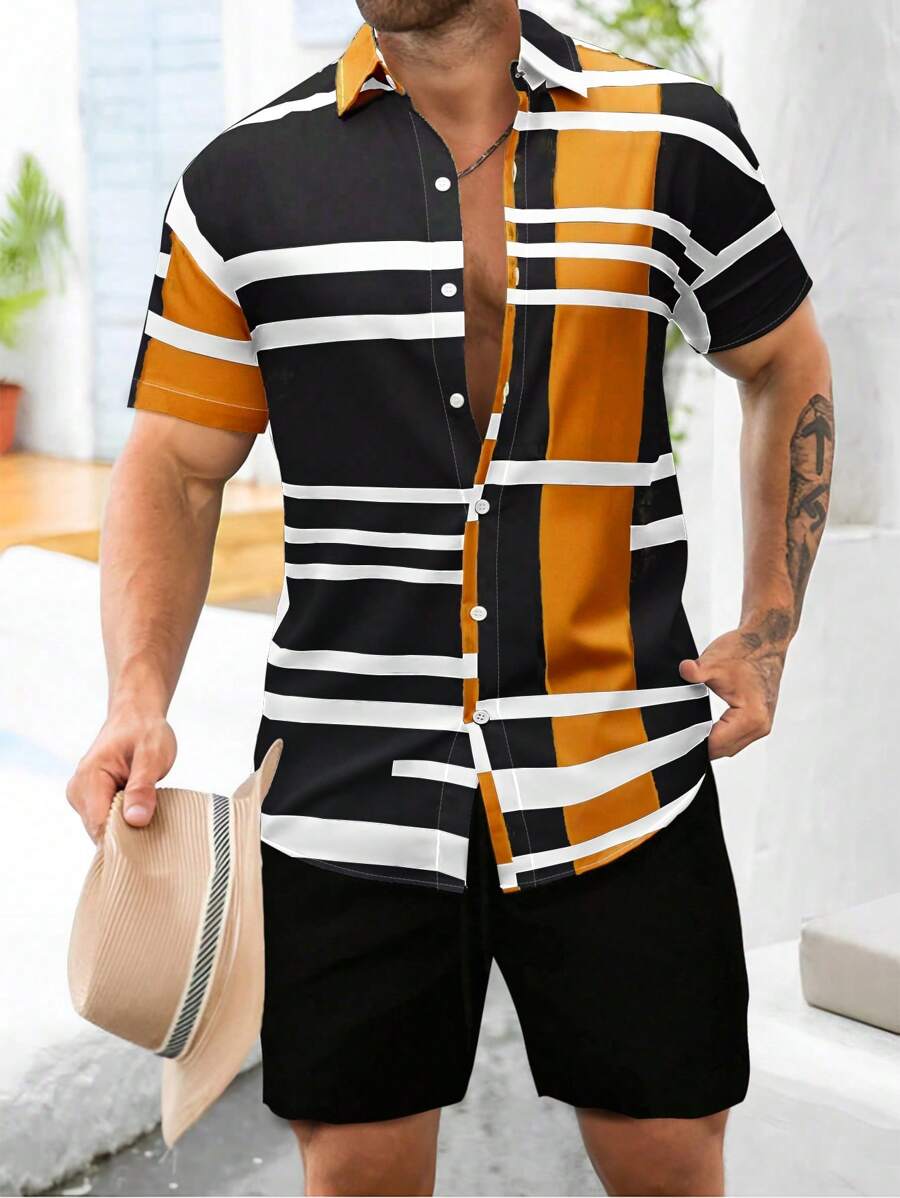 Deux ensemble pièces à carreaux de style moderne pour homme - Tenue de villégiature