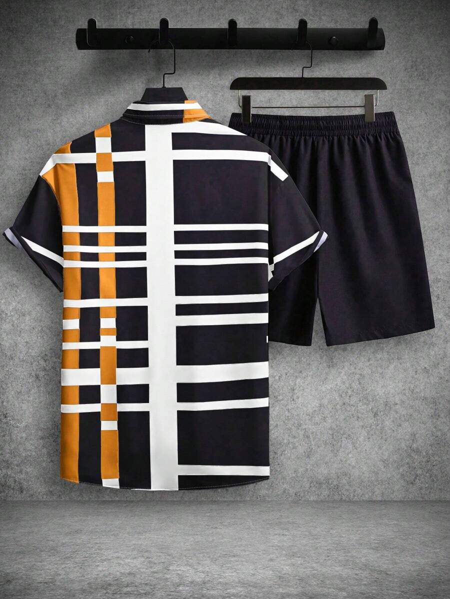 Deux ensemble pièces à carreaux de style moderne pour homme - Tenue de villégiature
