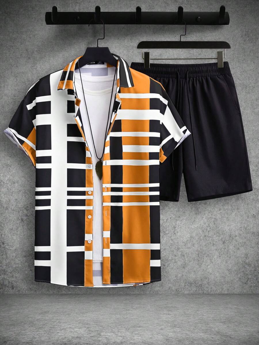 Deux ensemble pièces à carreaux de style moderne pour homme - Tenue de villégiature