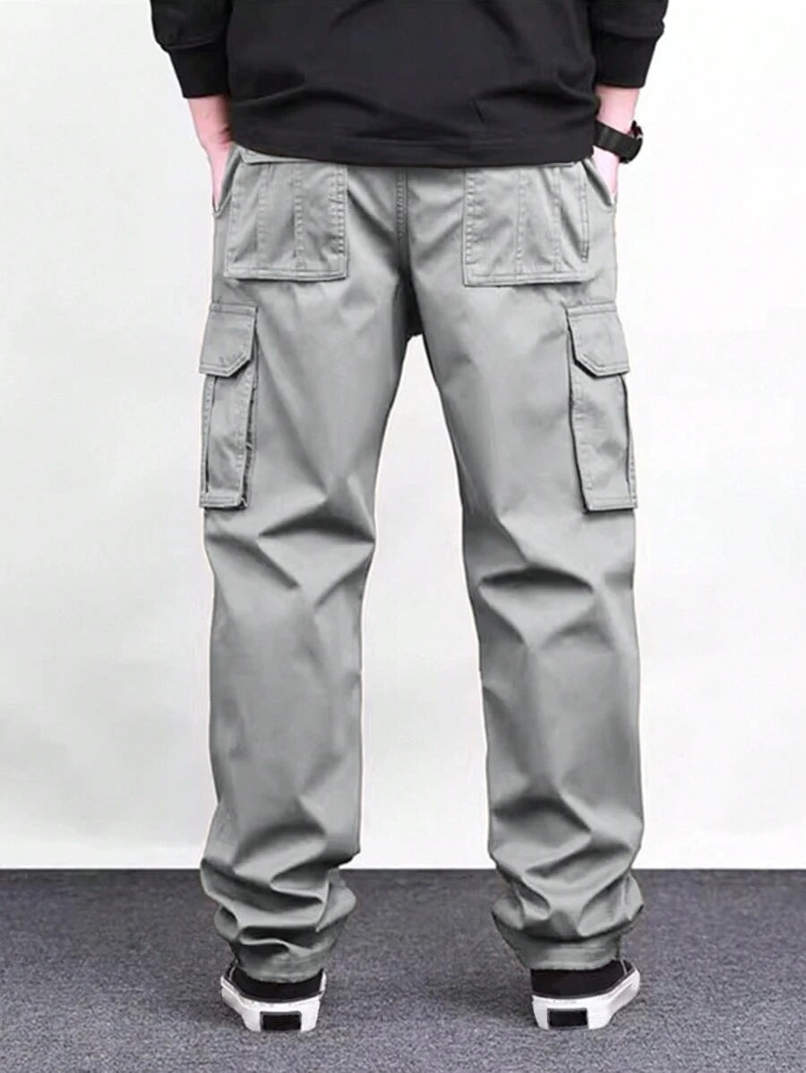 Pantalon cargo ample et décontracté avec cordon de serrage à la taille et poches à rabat