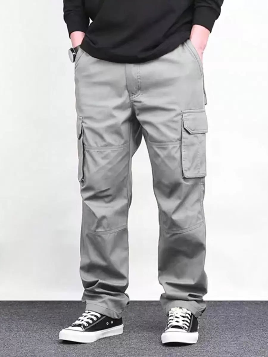 Pantalon cargo ample et décontracté avec cordon de serrage à la taille et poches à rabat