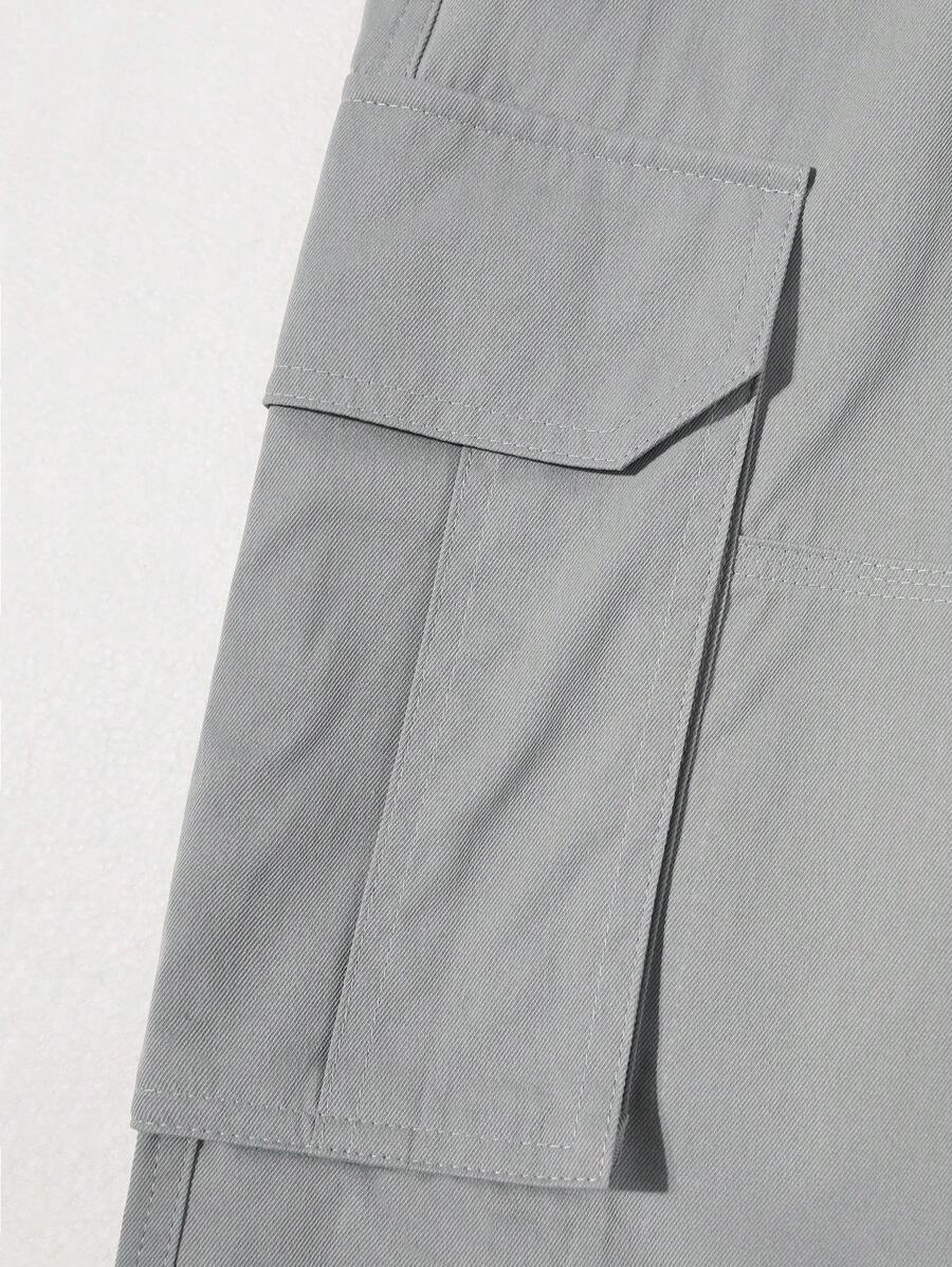 Pantalon cargo ample et décontracté avec cordon de serrage à la taille et poches à rabat