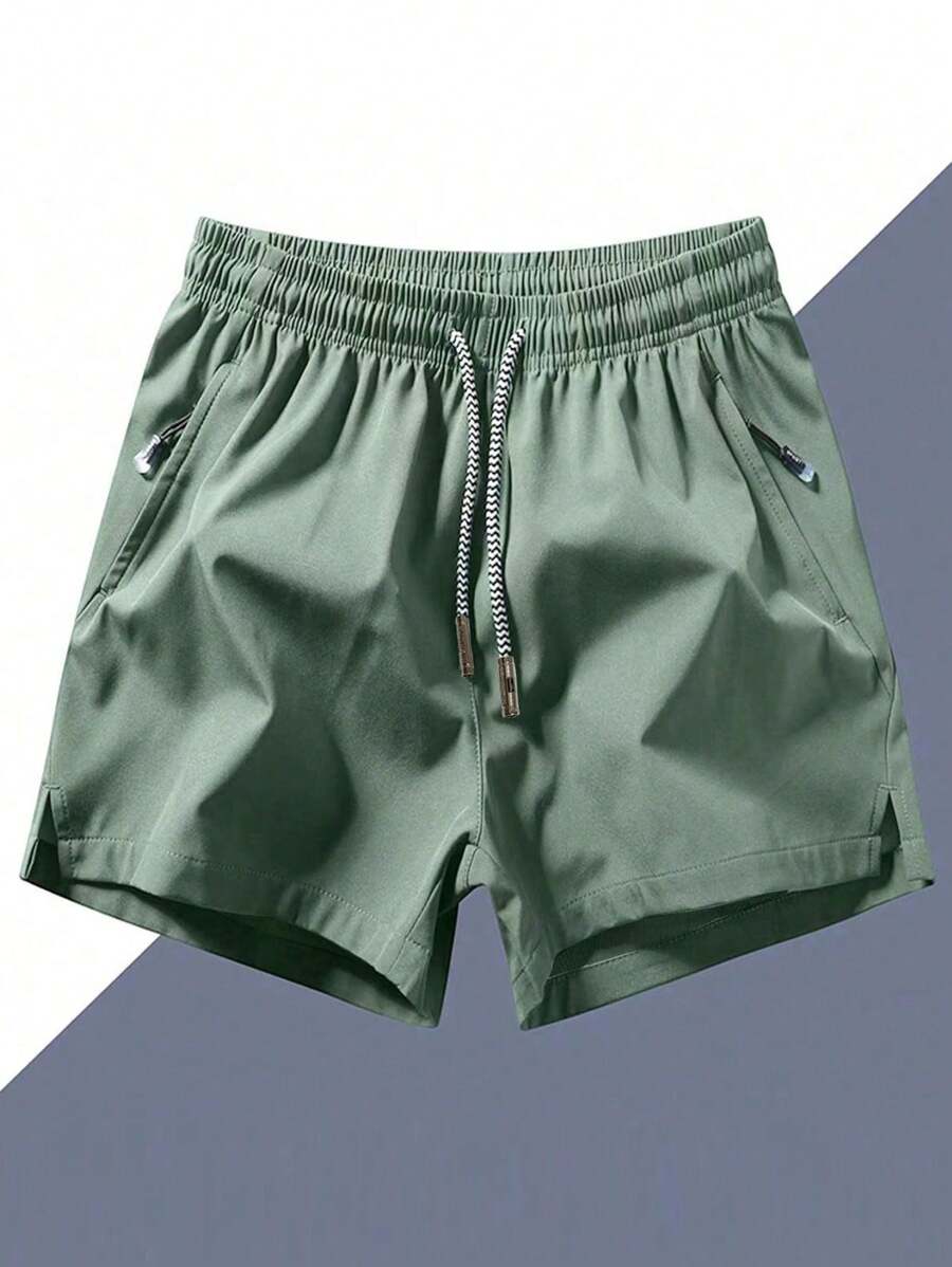 Shorts de sport taille élastique avec poches zippées et cordon