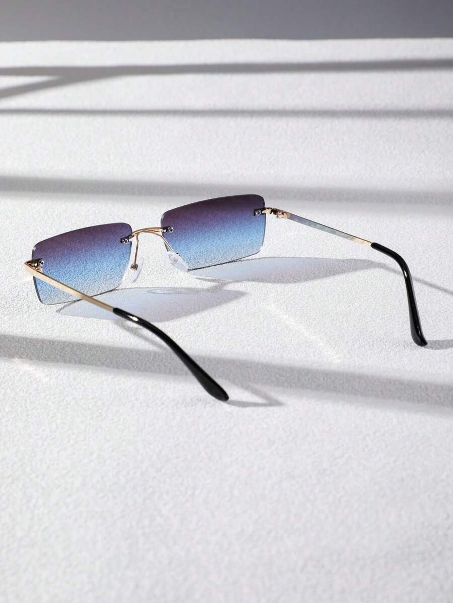 Lunettes de soleil rétro carrées sans monture pour hommes