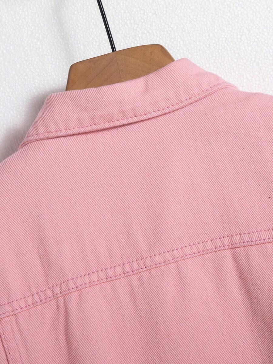 Chemise en jean décontractée unie avec poche à rabat pour homme