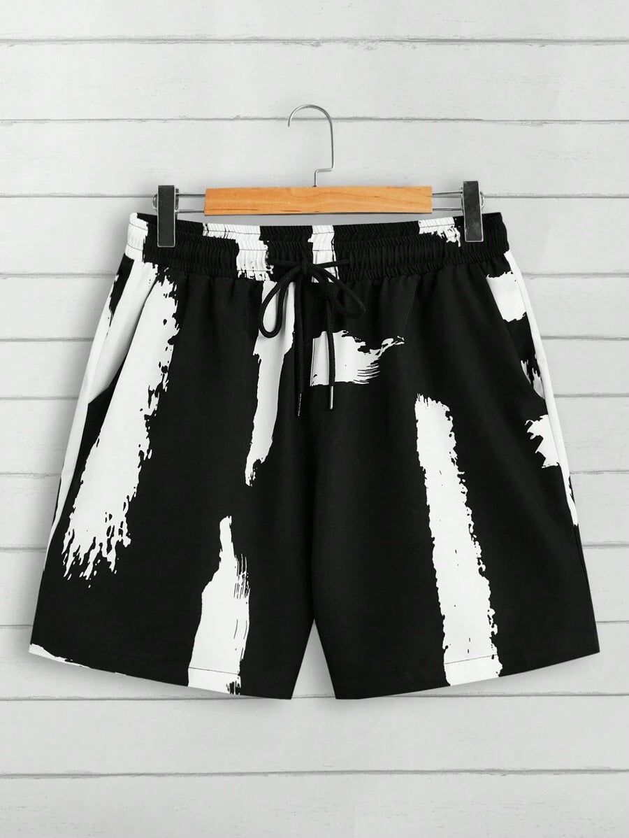 Imprimé graphique deux ensembles, chemise à manches courtes et short