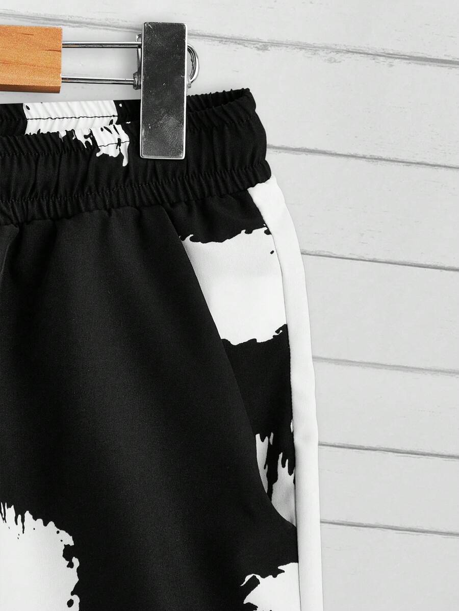 Imprimé graphique deux ensembles, chemise à manches courtes et short