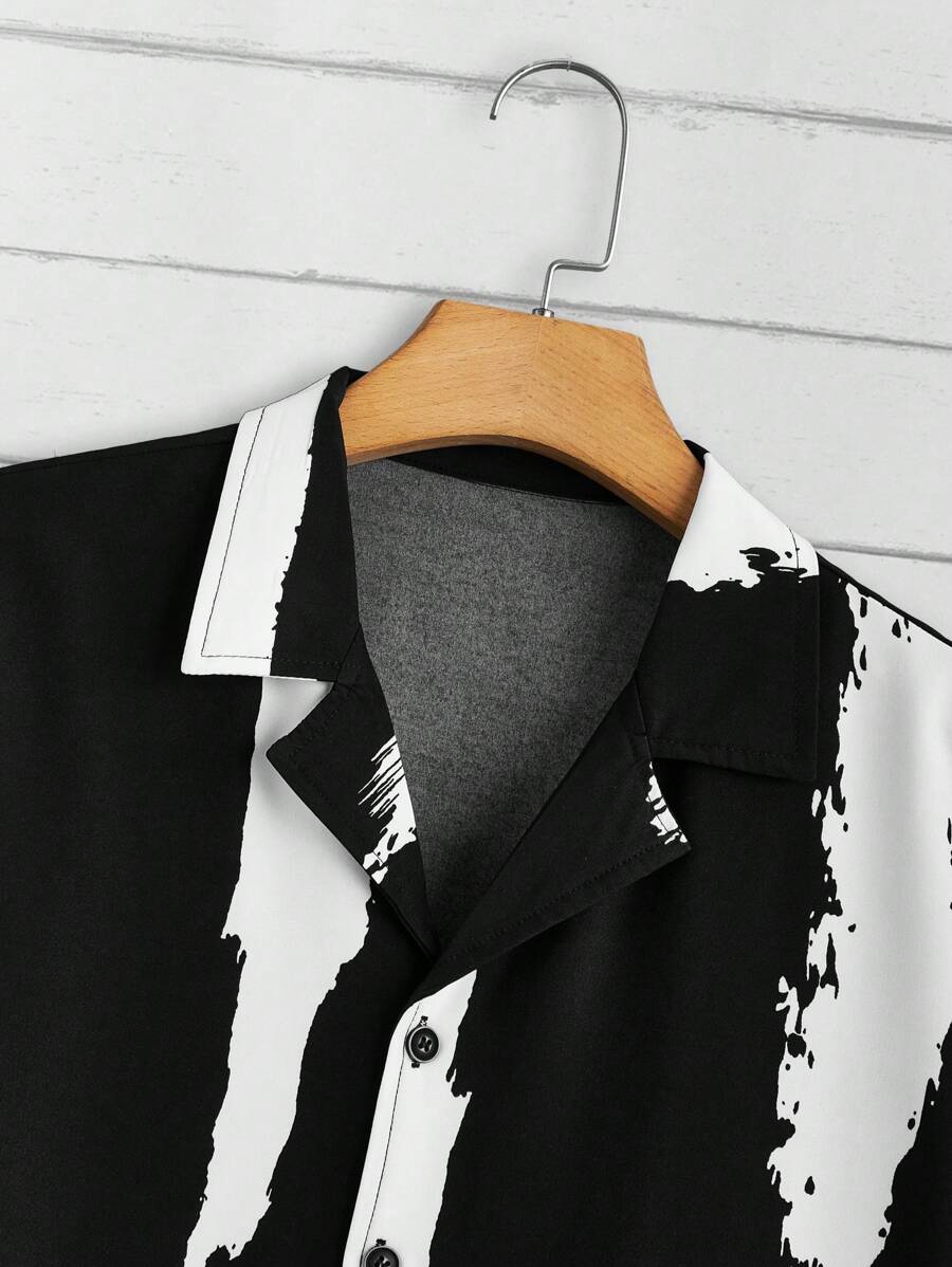 Imprimé graphique deux ensembles, chemise à manches courtes et short
