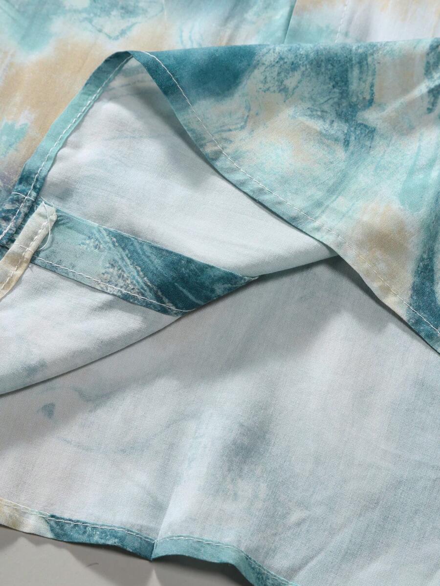 Chemise hawaïenne boutonnée à manches courtes et imprimé sur toute la surface