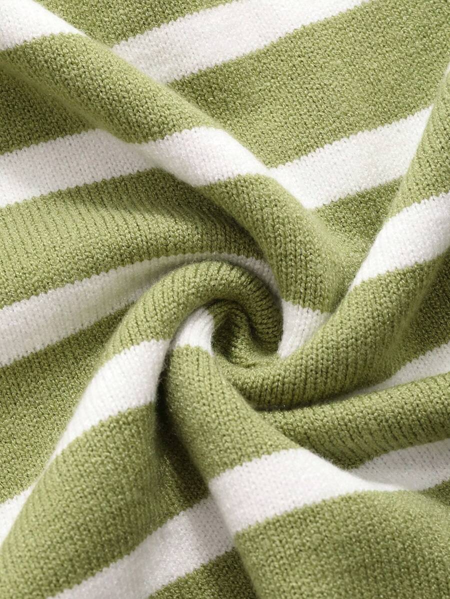 Chemise en tricot à rayures et épaules tombantes avec col rond pour homme