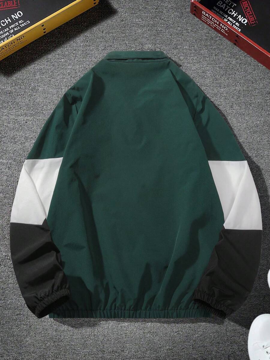 Veste coupe-vent zippée colorblock à col cheminée pour homme