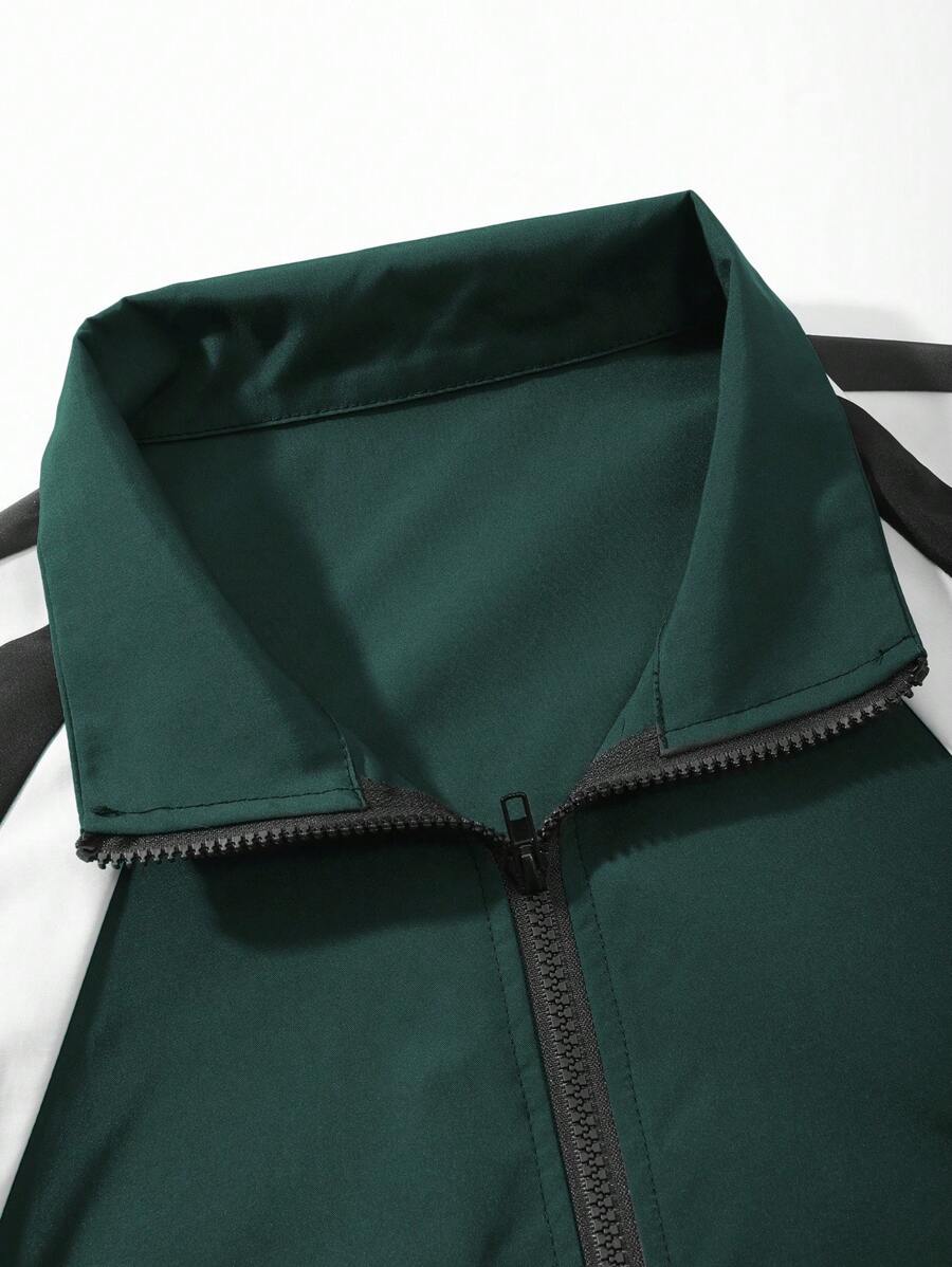 Veste coupe-vent zippée colorblock à col cheminée pour homme