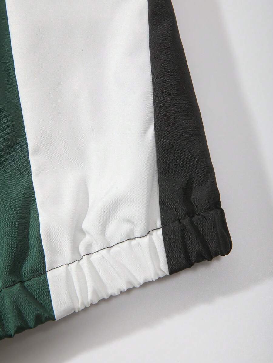 Veste coupe-vent zippée colorblock à col cheminée pour homme
