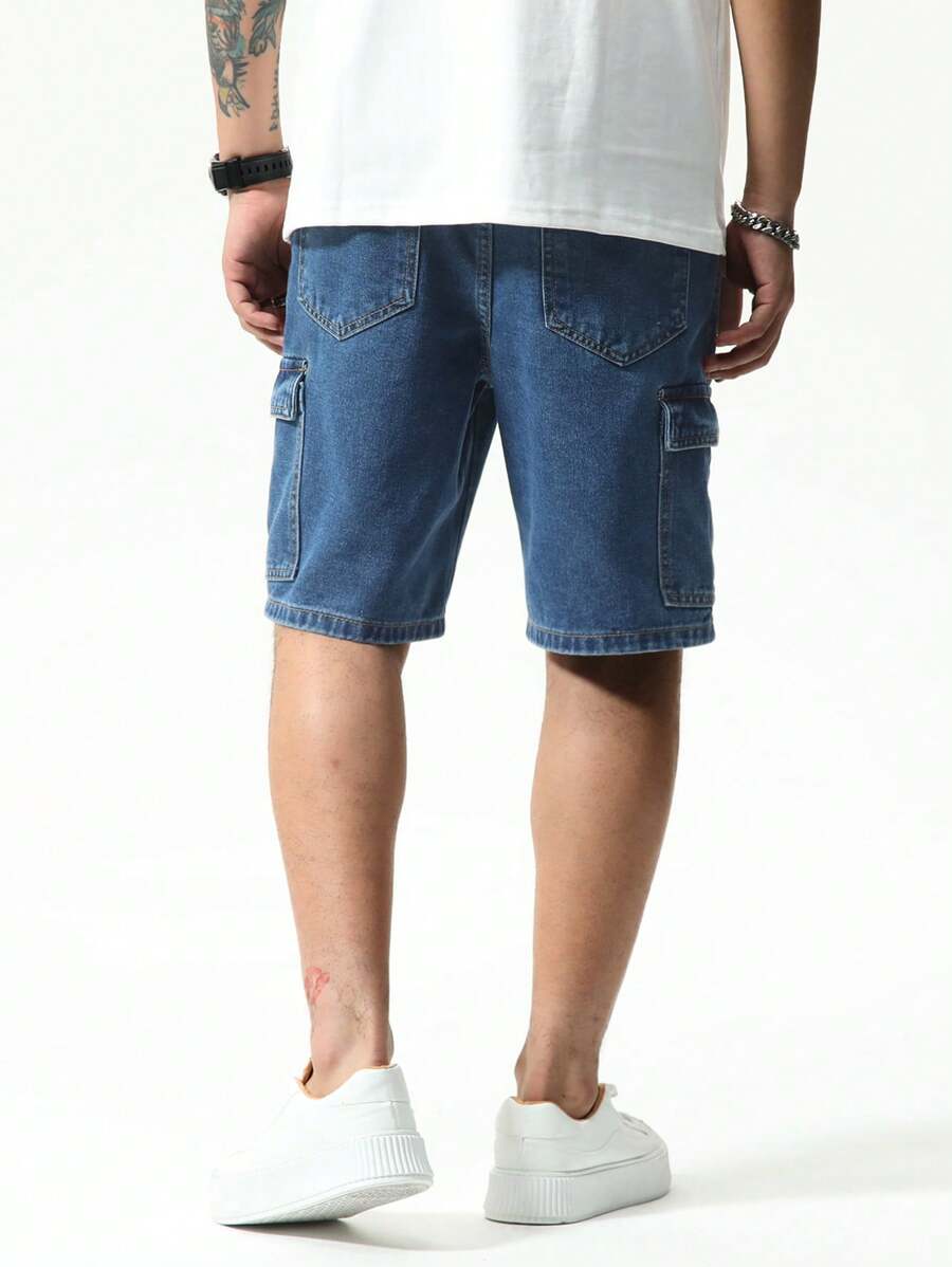 Short cargo utilitaire en denim délavé pour homme – Vêtements de travail décontractés