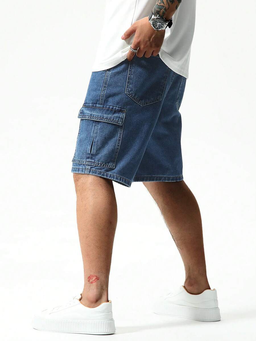 Short cargo utilitaire en denim délavé pour homme – Vêtements de travail décontractés