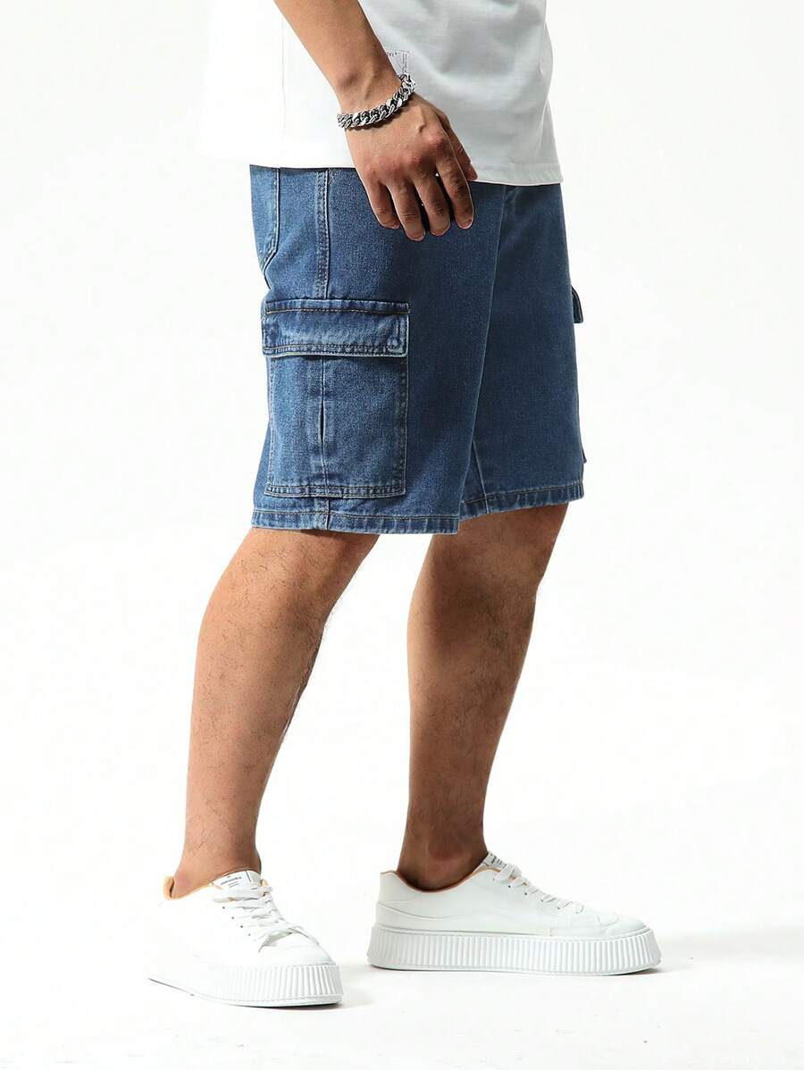 Short cargo utilitaire en denim délavé pour homme – Vêtements de travail décontractés