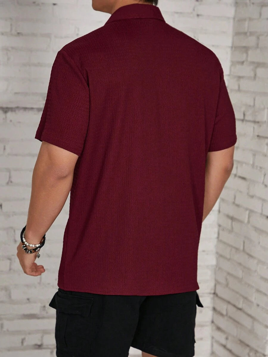 Chemise jacquard en tricot Resort pour homme - Coupe ample et plissée