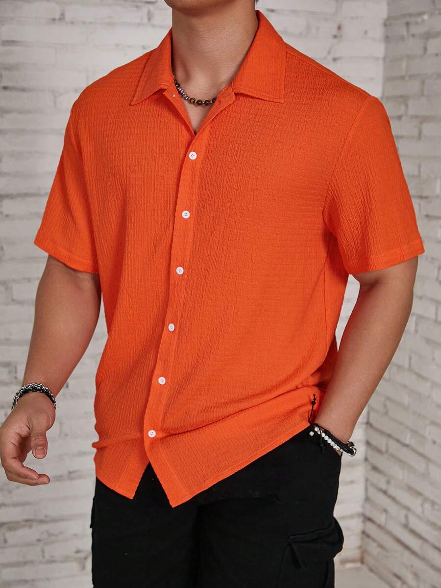Chemise jacquard en tricot Resort pour homme - Coupe ample et plissée