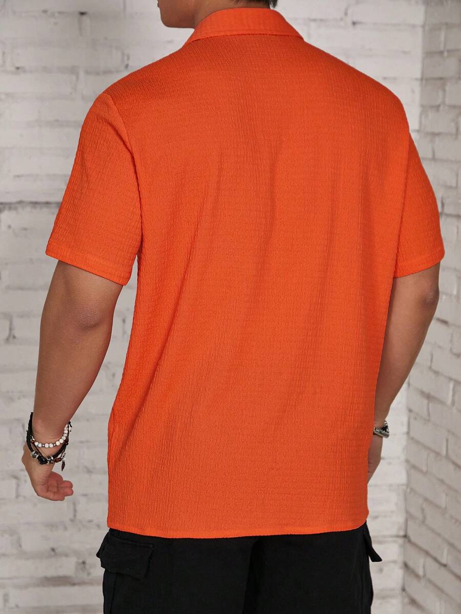 Chemise jacquard en tricot Resort pour homme - Coupe ample et plissée