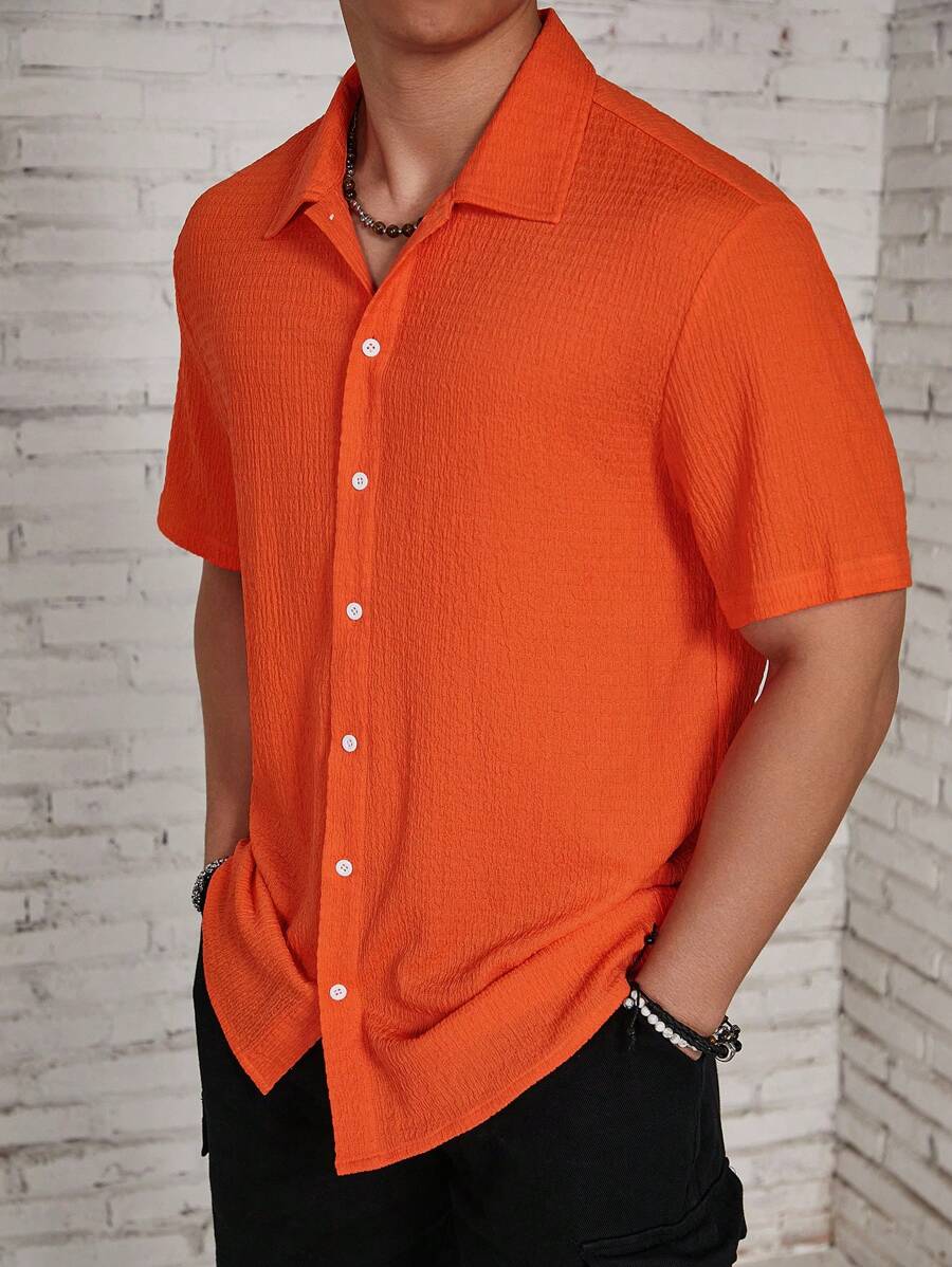Chemise jacquard en tricot Resort pour homme - Coupe ample et plissée