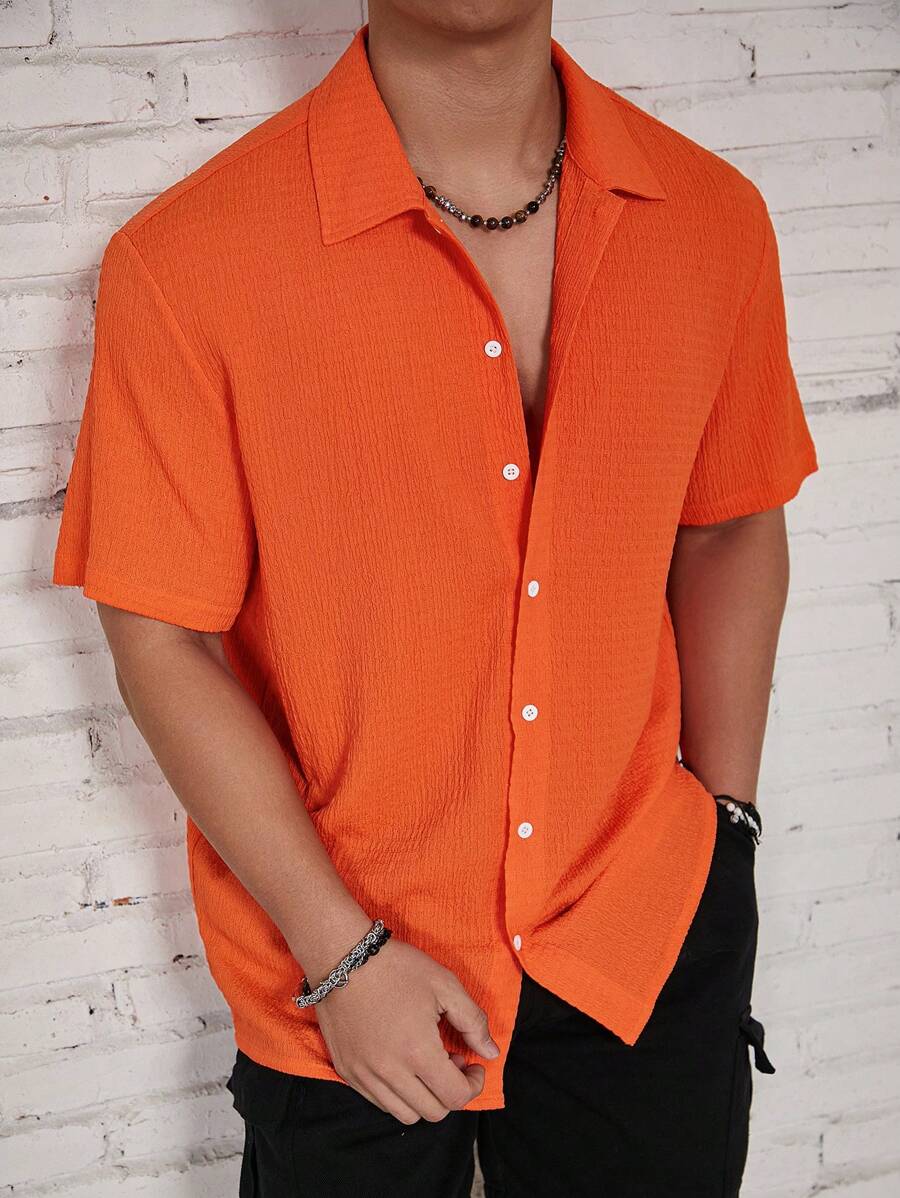 Chemise jacquard en tricot Resort pour homme - Coupe ample et plissée