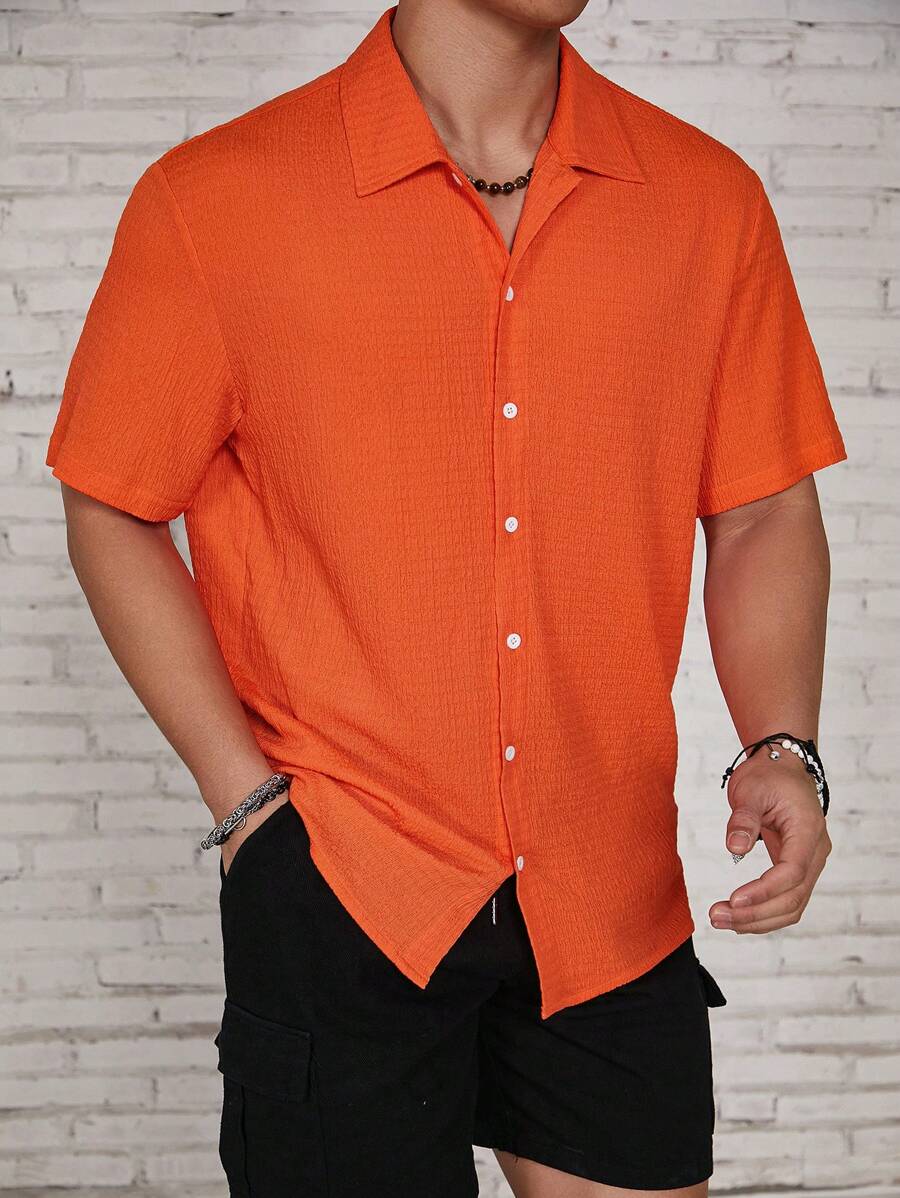 Chemise jacquard en tricot Resort pour homme - Coupe ample et plissée