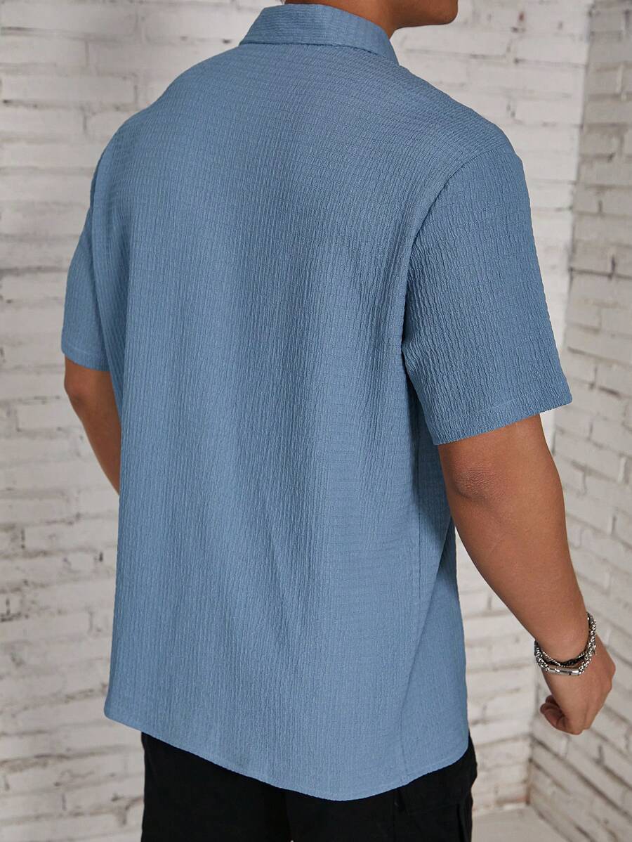Chemise jacquard en tricot Resort pour homme - Coupe ample et plissée