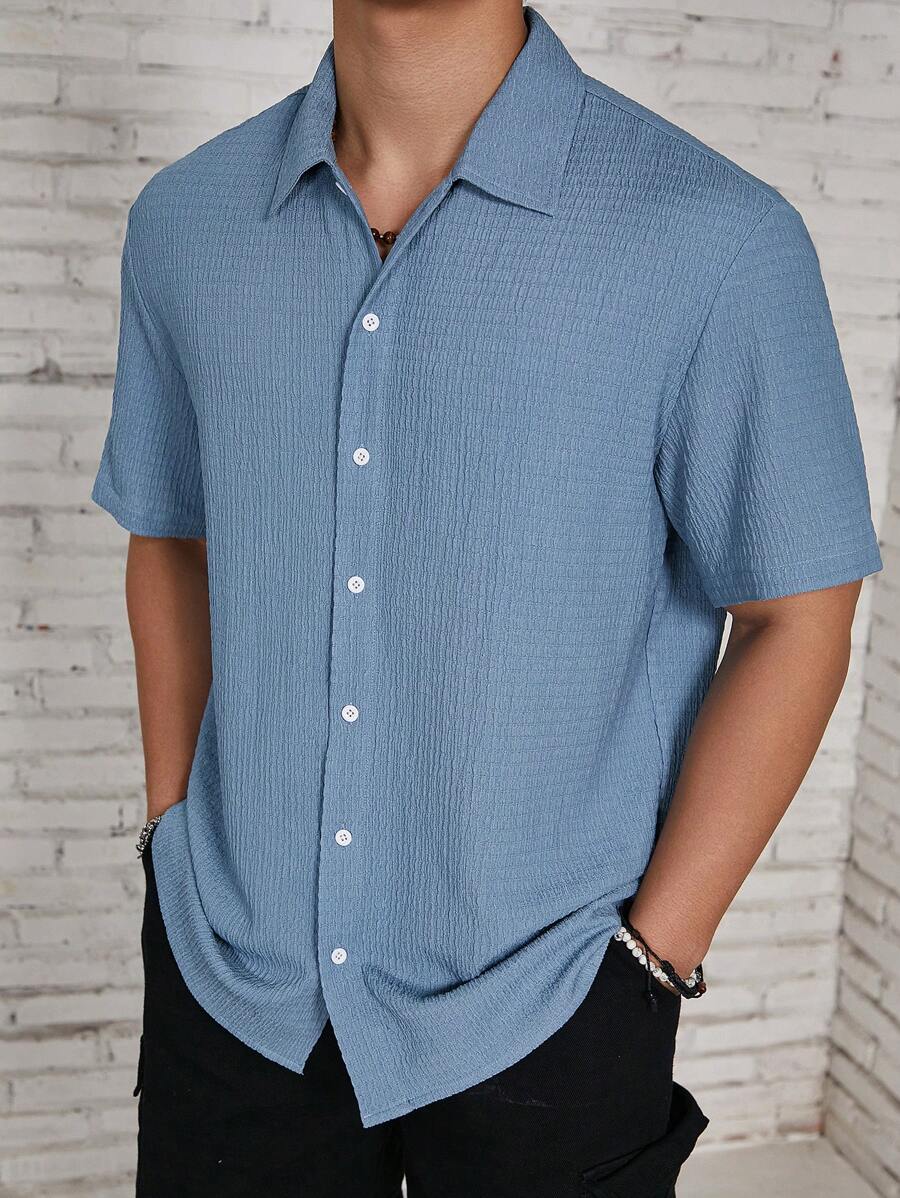 Chemise jacquard en tricot Resort pour homme - Coupe ample et plissée