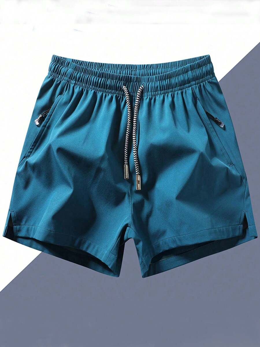 Shorts de sport taille élastique avec poches zippées et cordon