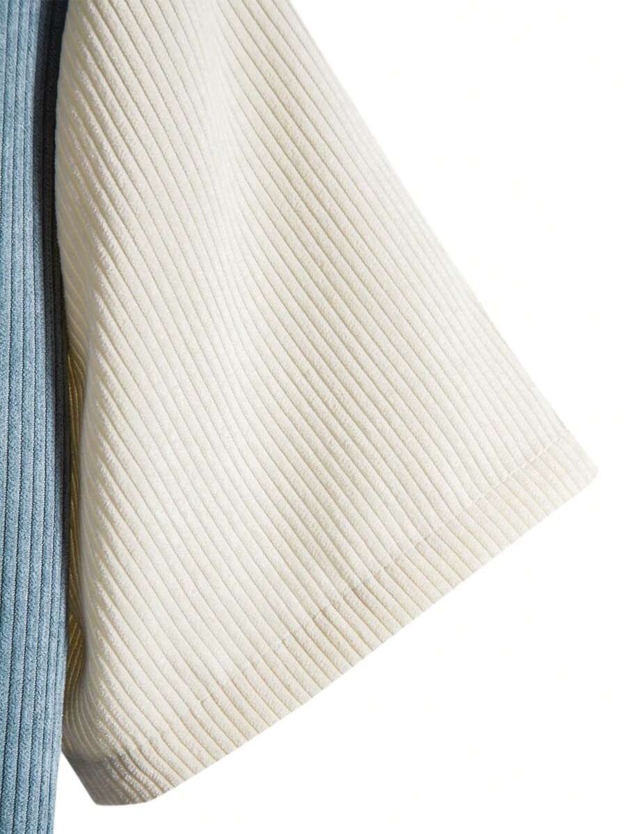 Chemise boutonnée en velours côtelé avec blocs de couleurs et poche