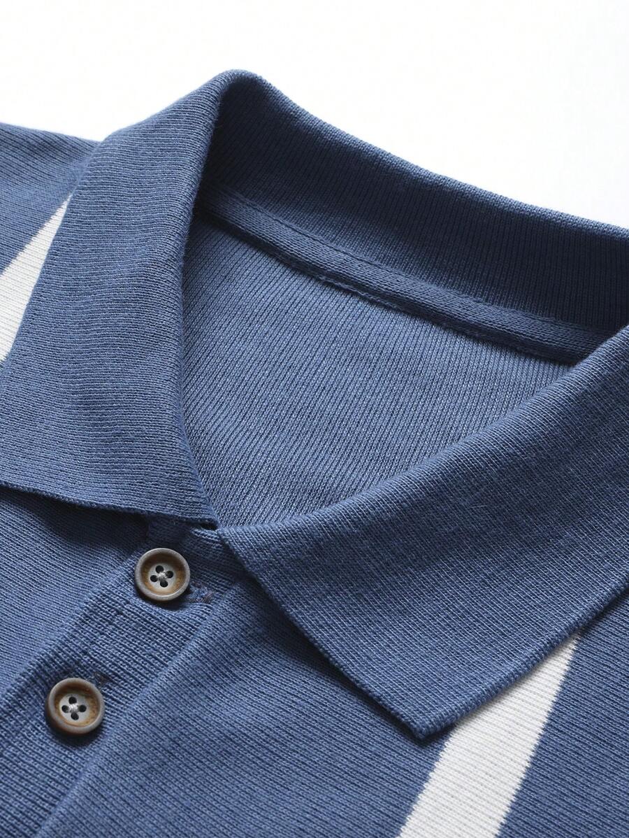 Chemise rayée légère en tricot à manches courtes, décontractée et tendance