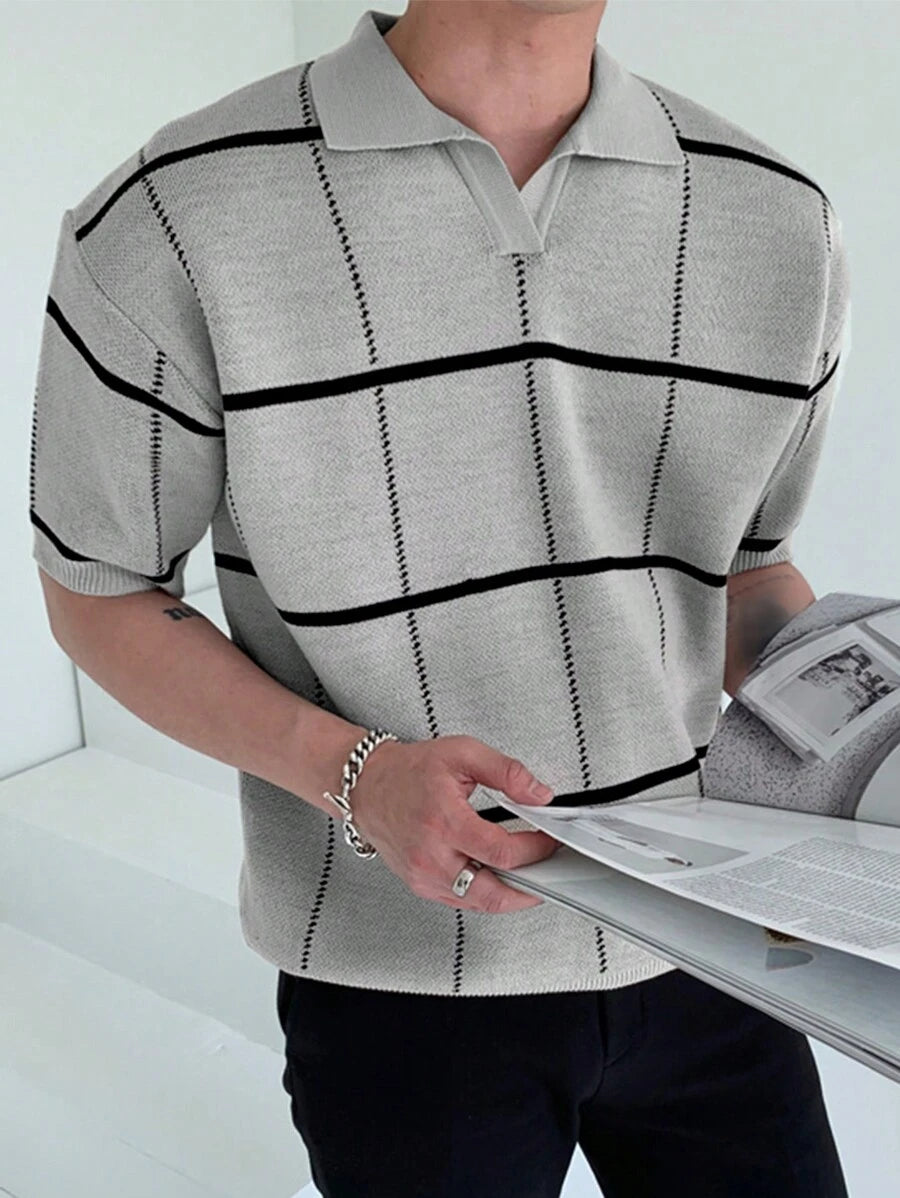 Polo en tricot à carreaux – Polo léger à manches courtes pour homme